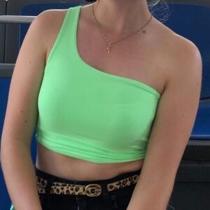Bershka neon green, soft, off the shoulder tank top size s